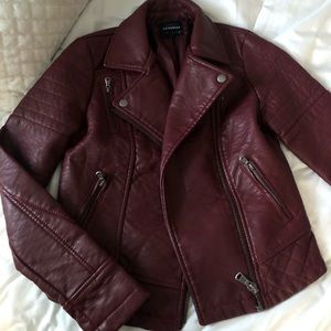 Maroon Burgundy Faux Leather Jacket